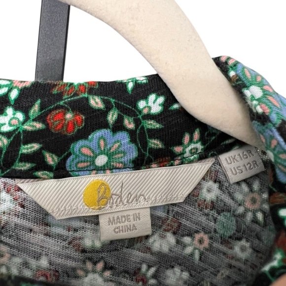 Boden High Neck A Line Dress Black Green Floral 12 Contemporary Modest Classic - Picture 3 of 4